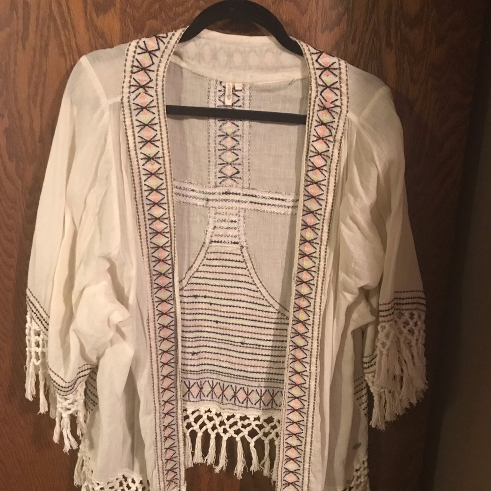 Rip curl fringed embroidered “jacket”
